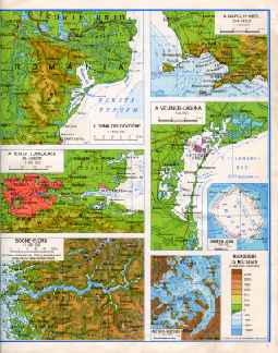 Duna-delta, Nápolyi-öböl, Temze, Velence, Sogne-fjord, Aletsch-gleccser