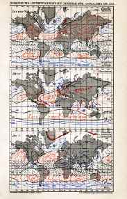 Isobaren und Luftbewegungen auf der Erde für Januar, Jahr Und Juli