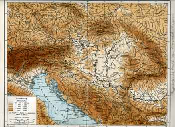 Physikalische Karte von Österreich - Ungarn