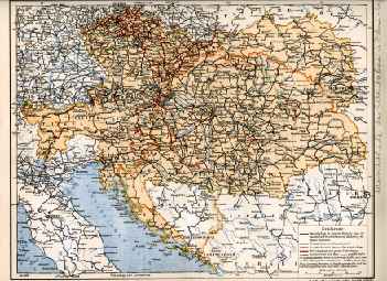 Übersichtkarte der Eisenbahnen in Österreich - Ungarn